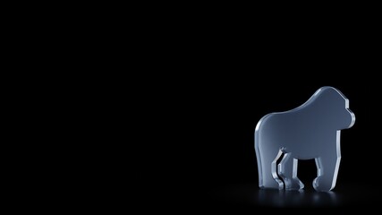 3d rendering frosted glass symbol of gorilla isolated with reflection