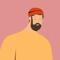Portrait of a man. The head of a man. Avatar. Flat vector illustration.
