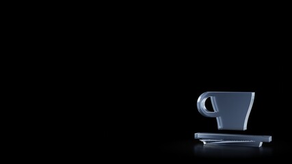 3d rendering frosted glass symbol of espresso cup isolated with reflection