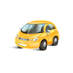 Fototapeta na wymiar Yellow 3d cartoon car.