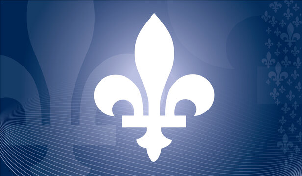 Quebec province of Canada emblem over blue background