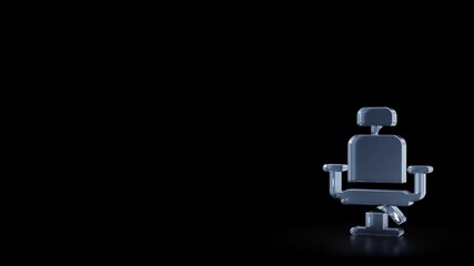 3d rendering frosted glass symbol of barber chair isolated with reflection