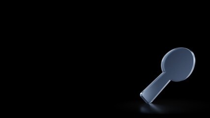 3d rendering frosted glass symbol of utensil spoon isolated with reflection
