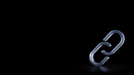 3d rendering frosted glass symbol of unlink isolated with reflection