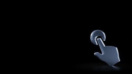 3d rendering frosted glass symbol of tap isolated with reflection