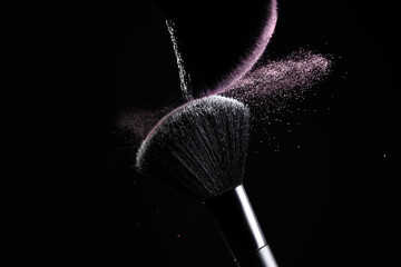 Cosmetic Brushes And Explosion Colorful Powders.