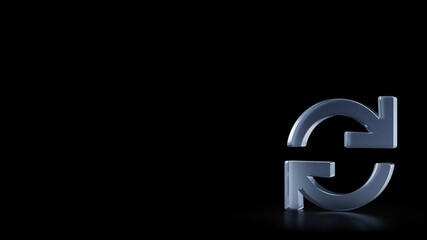 3d rendering frosted glass symbol of sync isolated with reflection