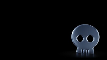 3d rendering frosted glass symbol of skull isolated with reflection