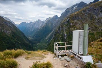 DOC toilet with best view in the world, Milford track MacKinnon Pass, New Zealand