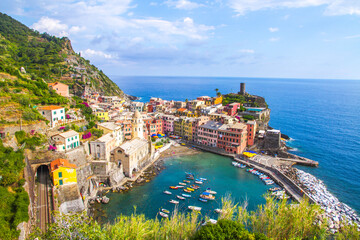Colorful villages and seascape in Cinque terre, Italy 