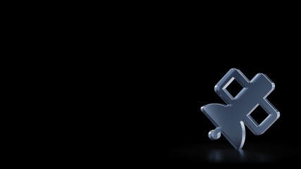 Obraz premium 3d rendering frosted glass symbol of satellite isolated with reflection
