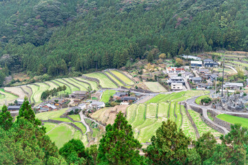 Fototapeta na wymiar 日本の長崎県雲仙市にある「岳棚田展望台」の写真