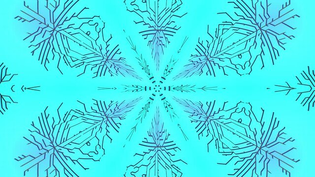 4k abstract black wireframe on blue bg. Building solution by artificial intelligence or neural network. Ai growing geometric pattern of lines, branches of calculations, nodes and intersections