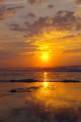 Sunrise over the Atlantic Ocean with no people. Huntington Beach State Park, South Carolina, USA