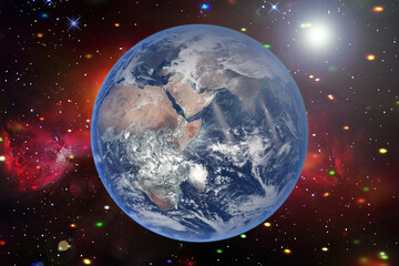 Abstract space background with earth. The elements of this image furnished by NASA.
