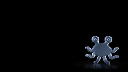 3d rendering frosted glass symbol of pastafarianism isolated with reflection