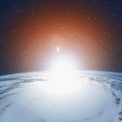 Naklejka premium Epic sunrise from space. The elements of this image furnished by NASA.