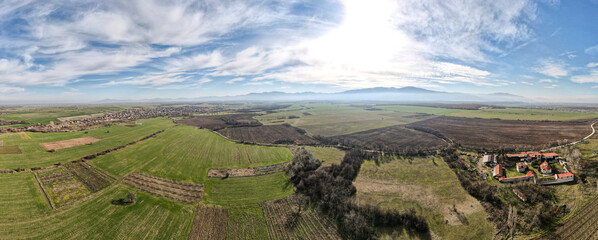 Aerial panorama of Medieval Arapovo Monastery,  Bulgaria