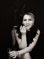 20s style, girl with a cigarette 