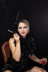 20s style, girl with a cigarette 