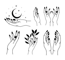 set of minimalist tattoo of hands