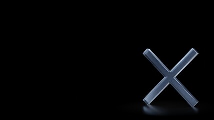 Obraz premium 3d rendering frosted glass symbol of multiply isolated with reflection
