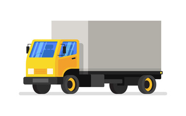 Yellow cargo van for delivery goods. Vector illustration.