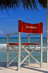 lifeguard chair on the beach in Puglia 