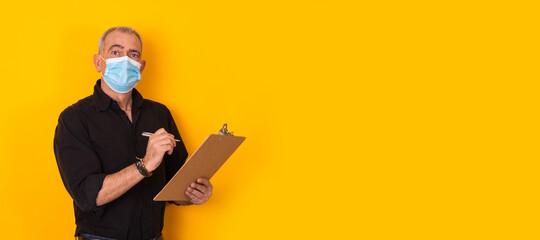 businessman or worker with folder and pen isolated