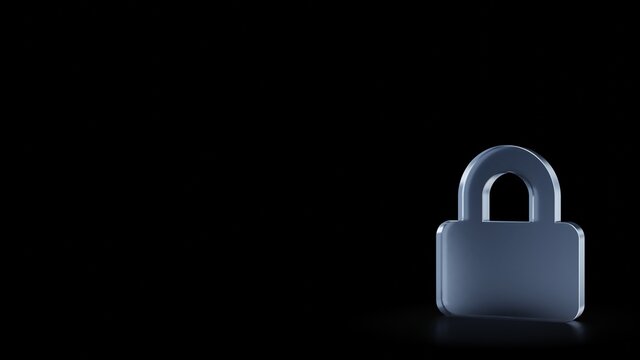 3d rendering frosted glass symbol of lock isolated with reflection