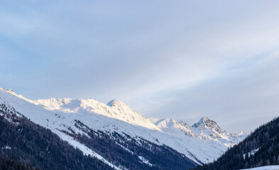 Fototapeta premium Winter mountain in Davos with famose ski resorts, Switzerland
