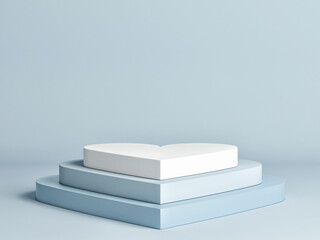 Heart-shaped mockup podium for product presentation, 3d render, 3d illustration