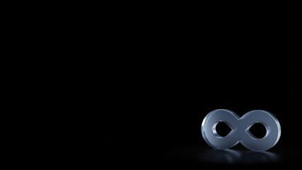 3d rendering frosted glass symbol of infinity isolated with reflection