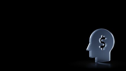 3d rendering frosted glass symbol of idea isolated with reflection