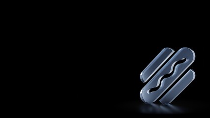 Obraz premium 3d rendering frosted glass symbol of hotdog isolated with reflection