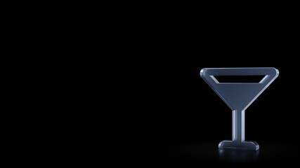 3d rendering frosted glass symbol of glass martini isolated with reflection