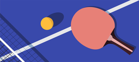 racket and ball for playing ping pong