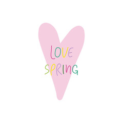 Spring mood floral vector illustration in simple doodle style with flowers and leaves. Gentle, springtime floral background in pastel colors