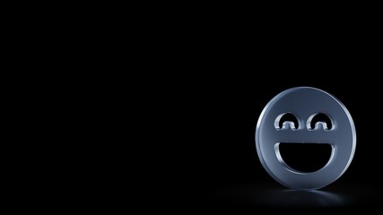 3d rendering frosted glass symbol of emoticons goofy isolated with reflection