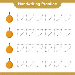 Handwriting practice. Tracing lines of Voavanga. Educational children game, printable worksheet, vector illustration