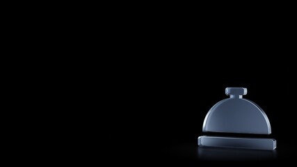 3d rendering frosted glass symbol of concierge bell isolated with reflection