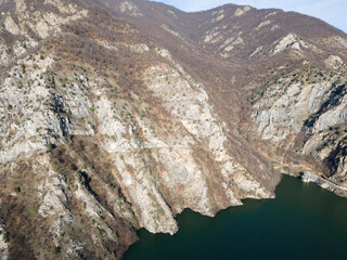 Aerial view of Krichim Reservoir, Rhodopes Mountain, Bulgaria
