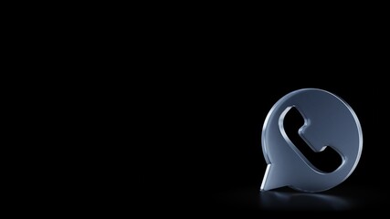 3d rendering frosted glass symbol of communication WhatsApp isolated with reflection