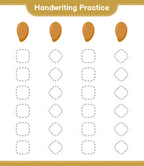 Handwriting practice. Tracing lines of Zapote. Educational children game, printable worksheet, vector illustration