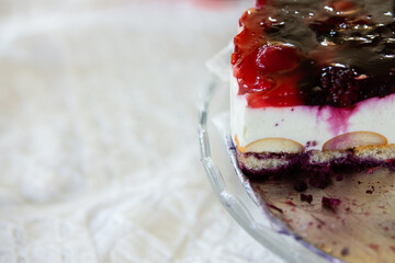 cherry cake with raspberries and sponge cakes