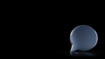 3d rendering frosted glass symbol of rounded chat bubble isolated with reflection