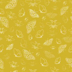 Vector Gold Texture Garden Tea Party Butterflies and Bees Perfect for scrapbooking, fabric, stationary, party supplies.
