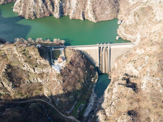 Aerial view of Krichim Reservoir, Rhodopes Mountain, Bulgaria