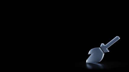 3d rendering frosted glass symbol of broom isolated with reflection