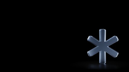 Obraz premium 3d rendering frosted glass symbol of asterisk isolated with reflection
